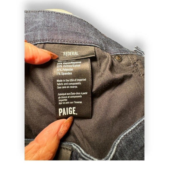PAIGE Federal Slim Straight Leg Denim Jean Pants Size 33 - Picture 4 of 6
